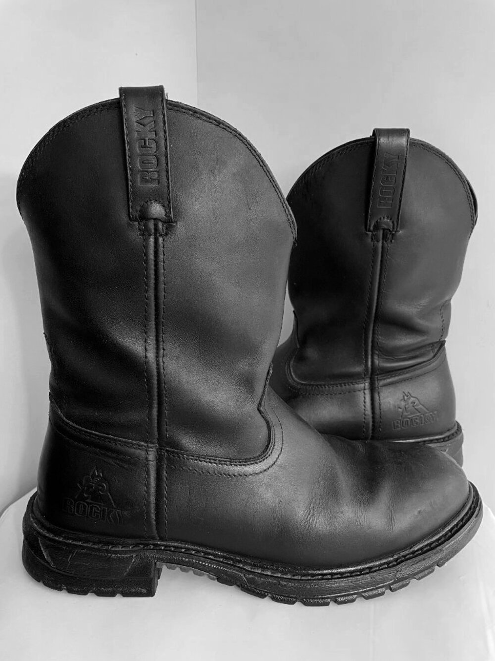 Rocky Men's Leather Western Ride Comfort Boots Cowboy Work Biker Size 10 M